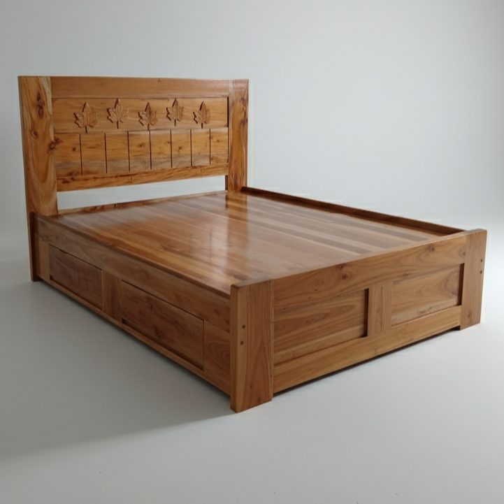 Leaf Carved Storage Bed